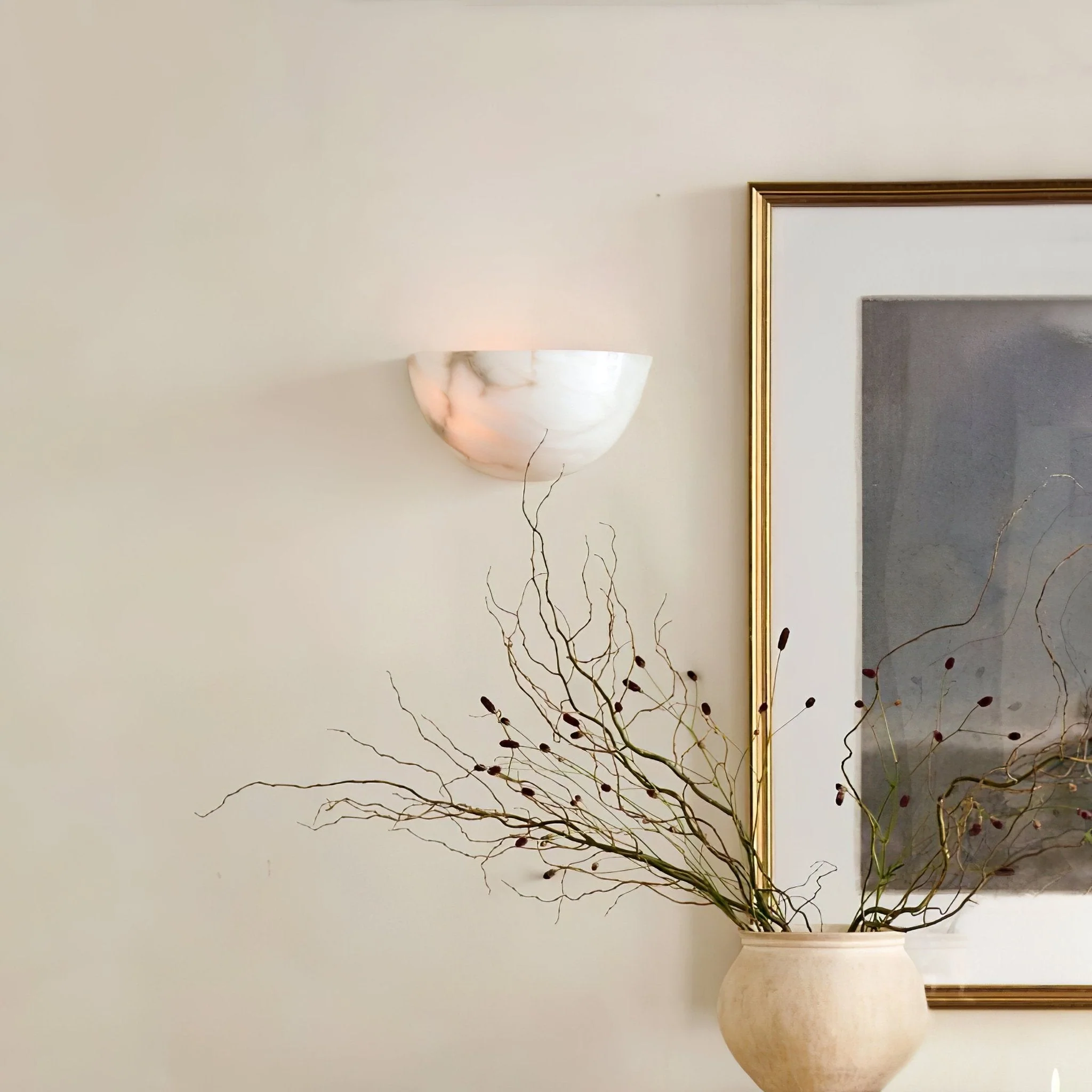 Alabaster Half-Moon Wall Sconce - Image 3
