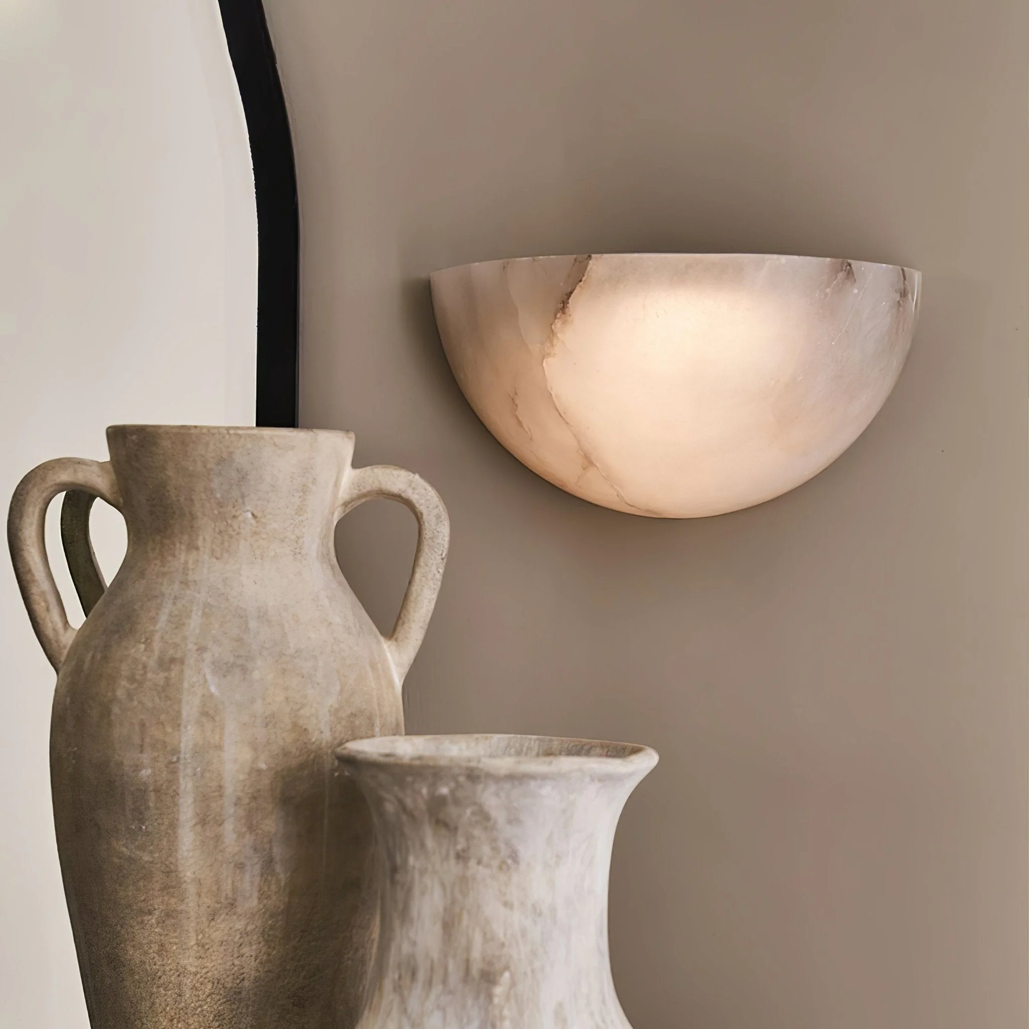 Alabaster Half-Moon Wall Sconce - Image 5