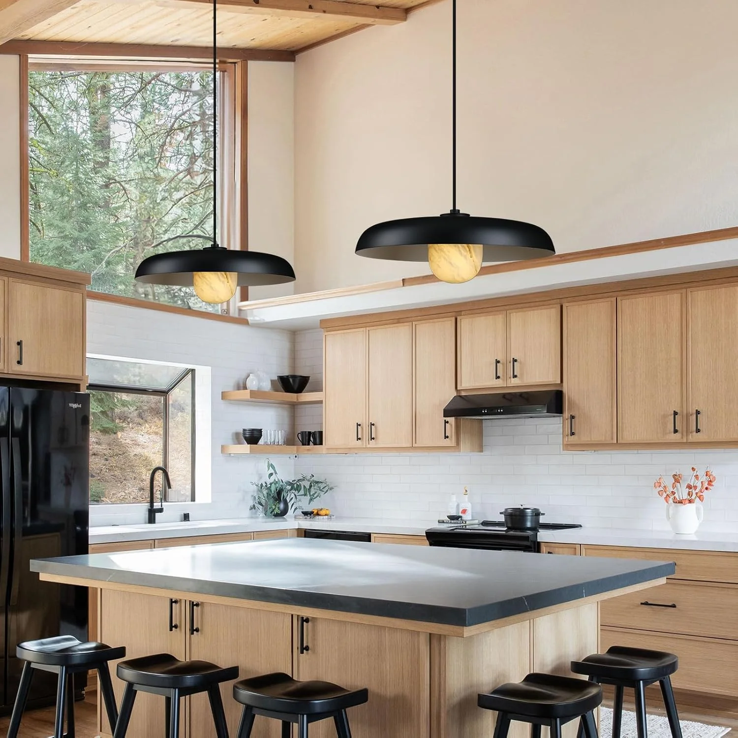 Alabaster Industrial Pendant Lights Kitchen Island - Image 4