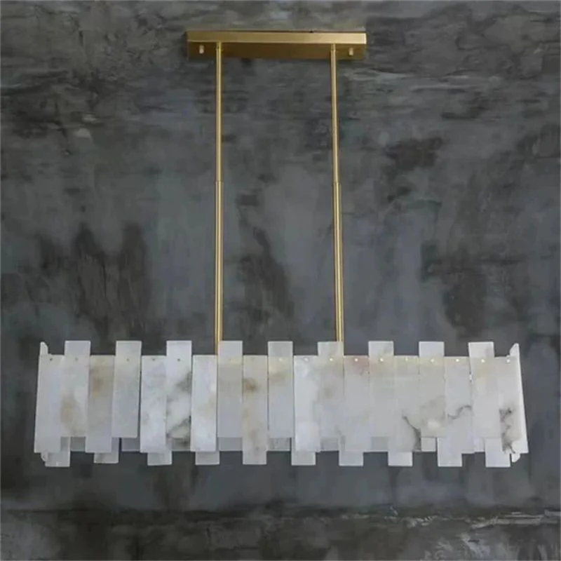 Alabaster Linear Dentate Chandelier 39" - Image 2