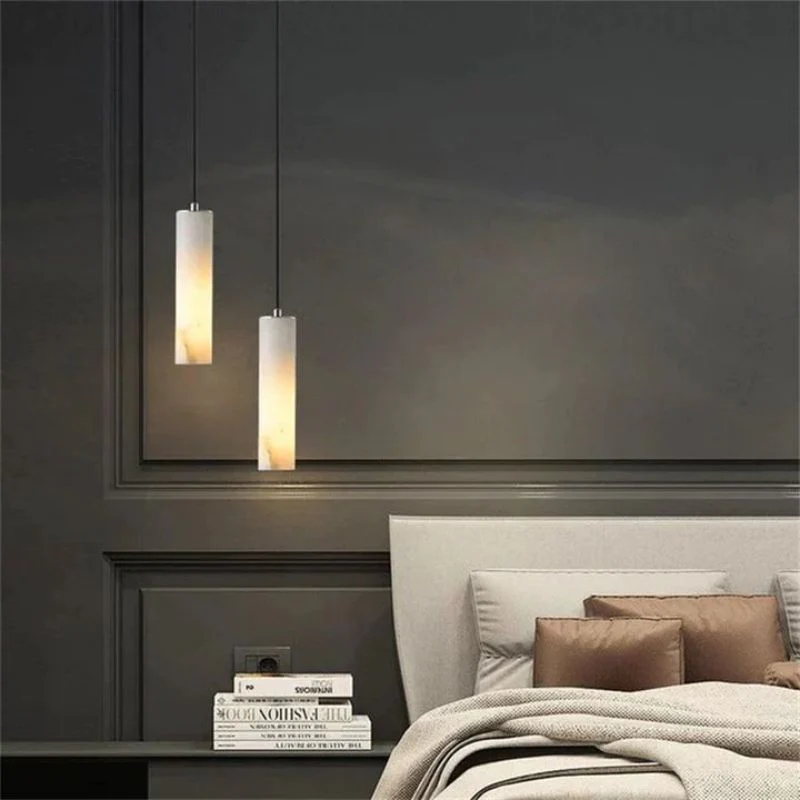Alabaster Modern Cylindrical Round Chandelier 79"H - Image 2