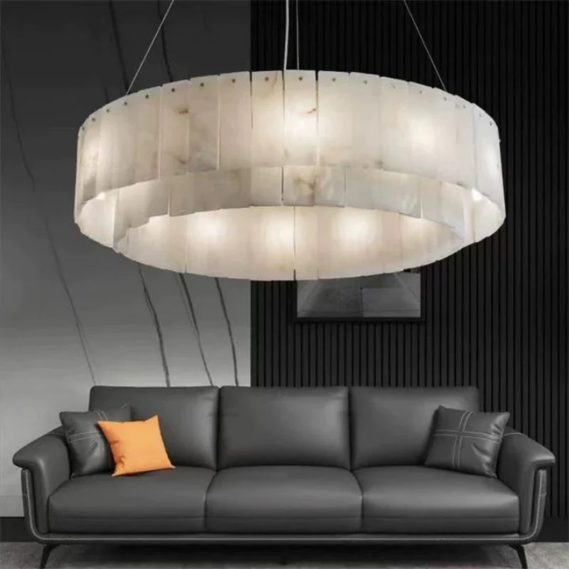 Alabaster Modern Round Chandelier 7 sizes - Image 4
