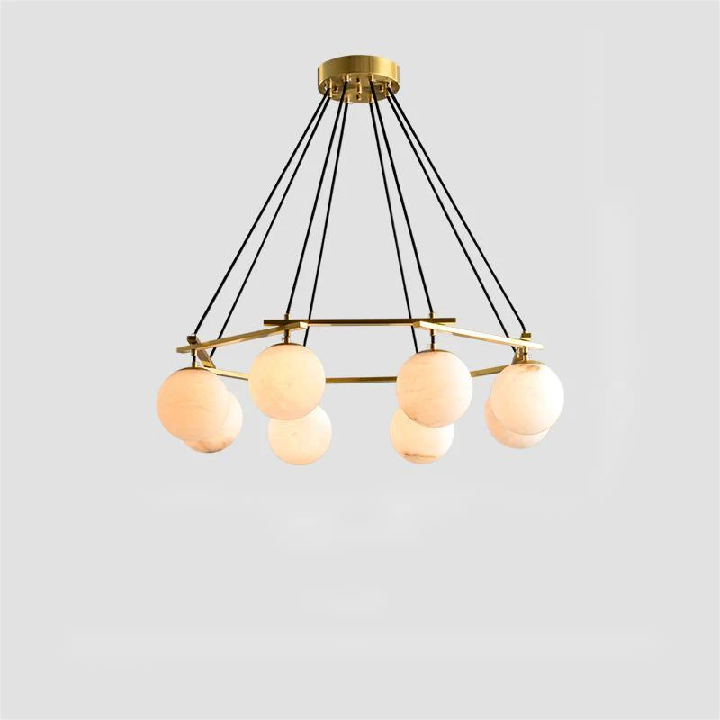 Alabaster Modern Structural Ball Chandelier - Image 6