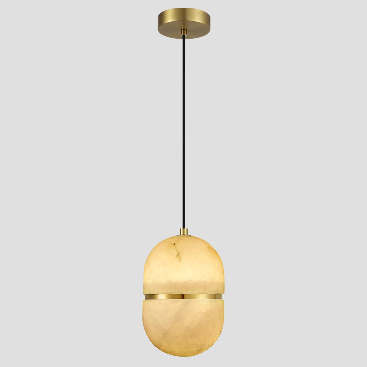 Alabaster Oval Pendant 5.9" D 7.1" D - Image 3
