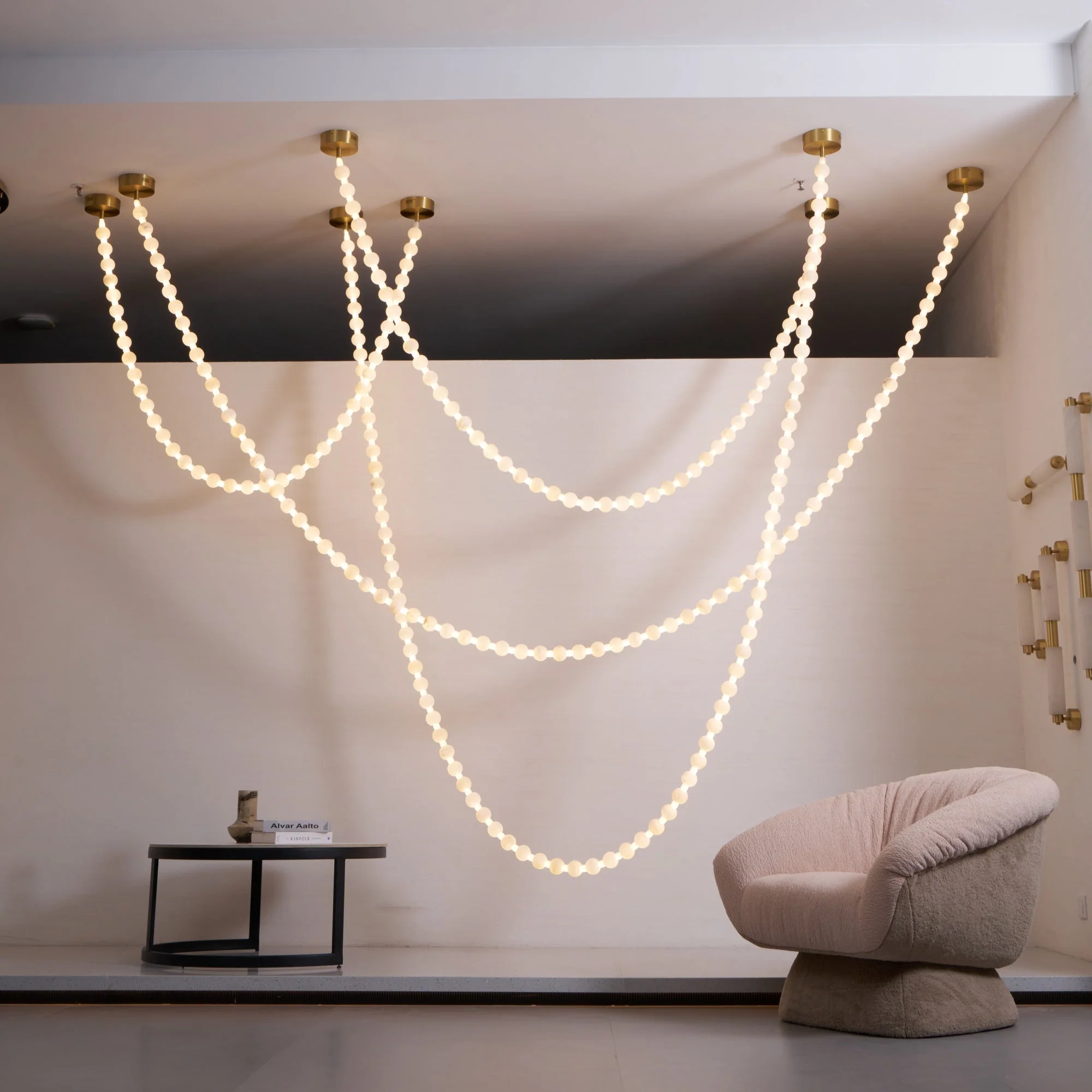 Alabaster Pearl Necklace Chandelier - Image 12