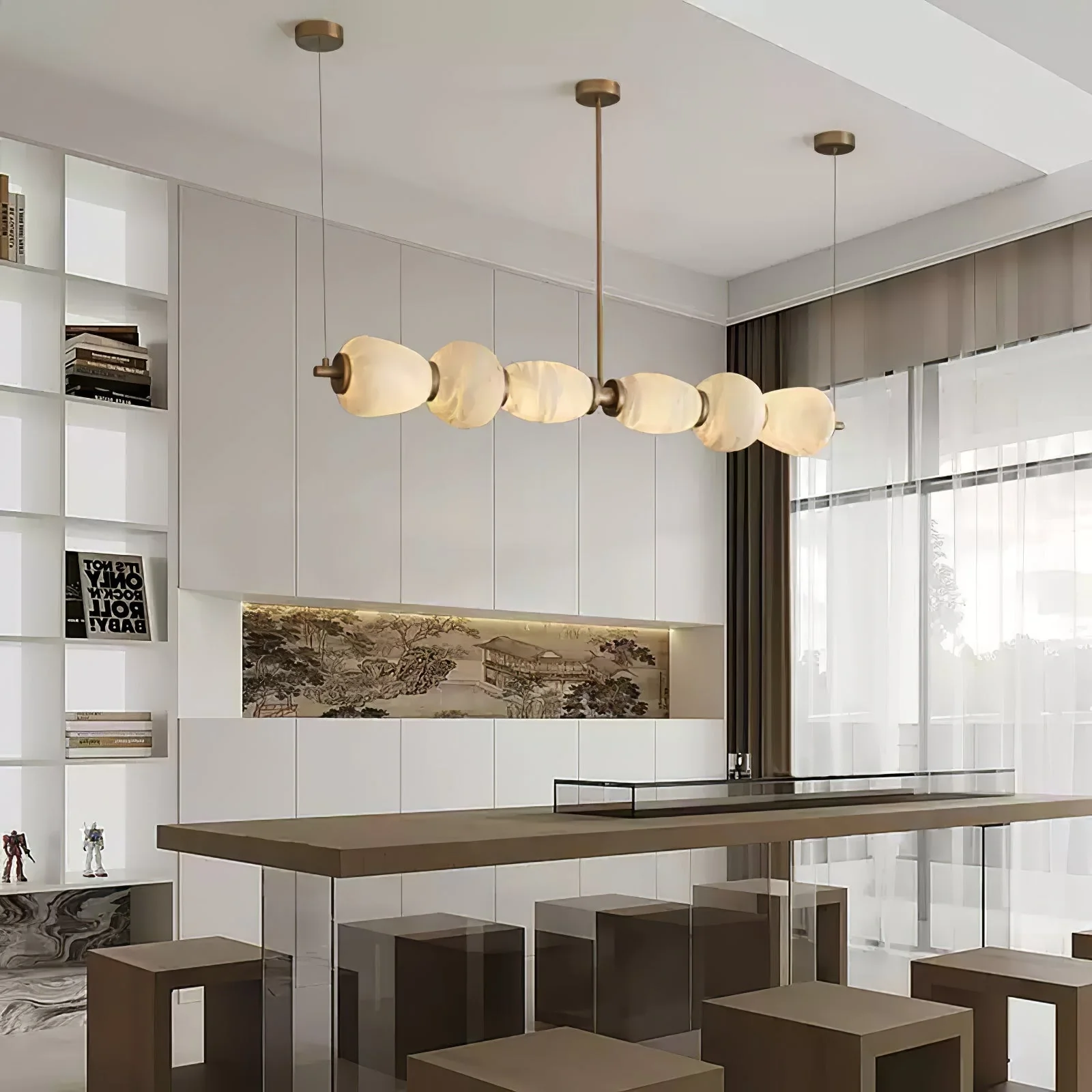 Alabaster Pebble Linear Chandelier - Image 12