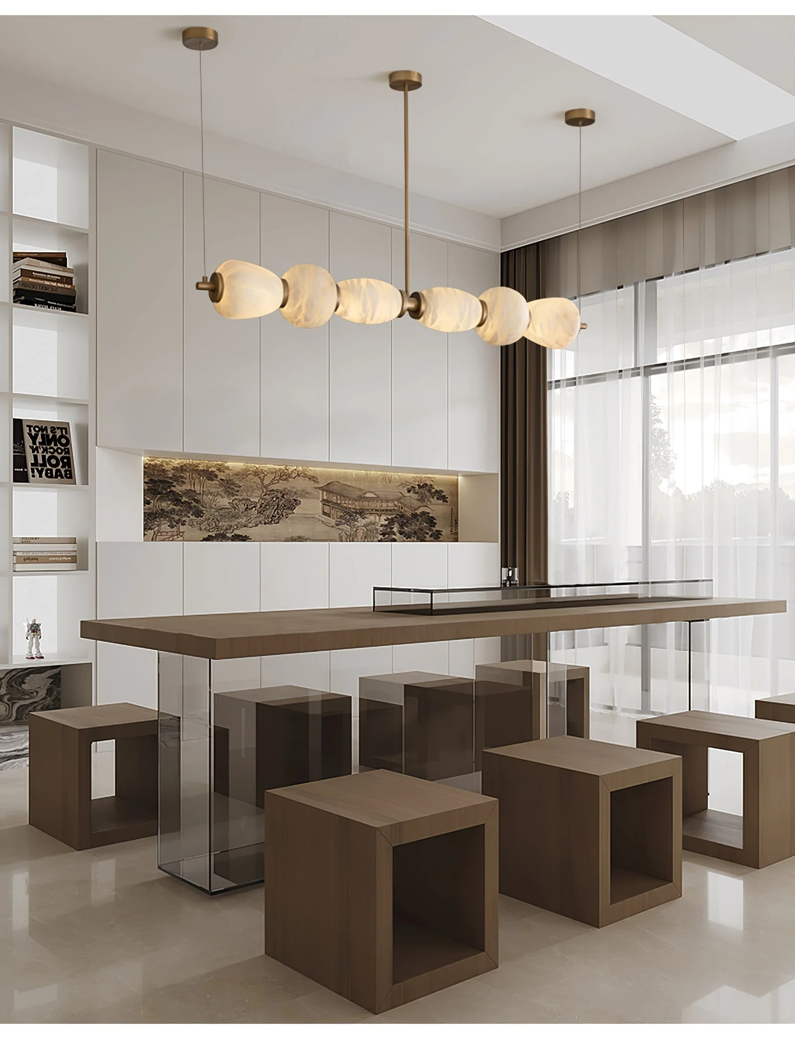 Alabaster Pebble Linear Chandelier - Image 8