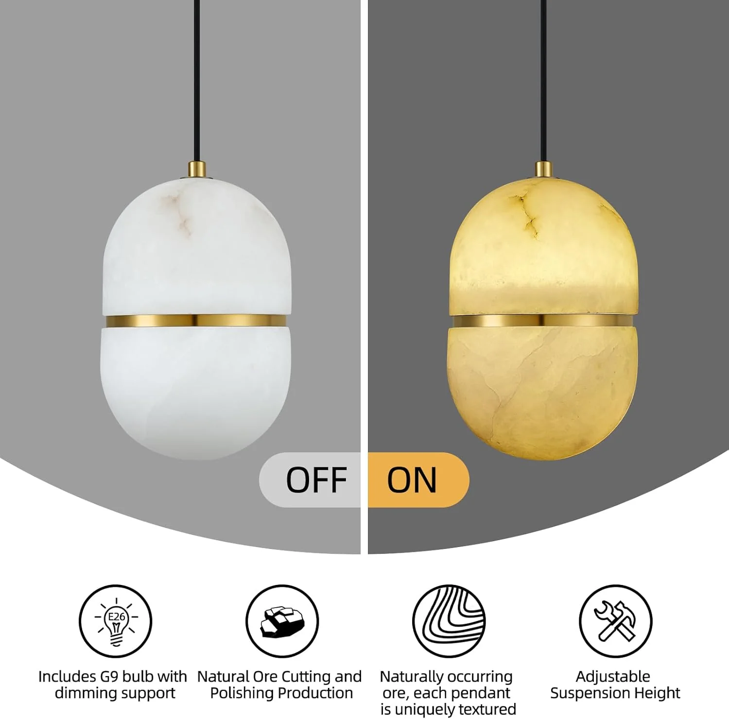 Alabaster Pendant Lights Kitchen Island - Image 10