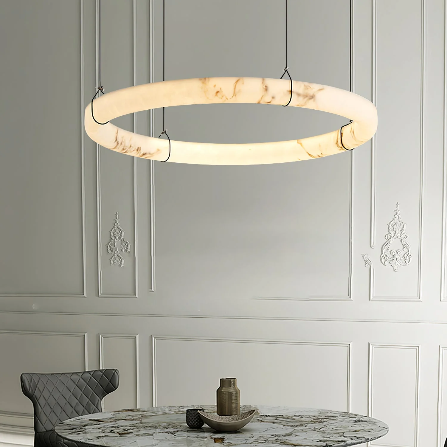 Alabaster Ring Pendant Lamp - Image 3
