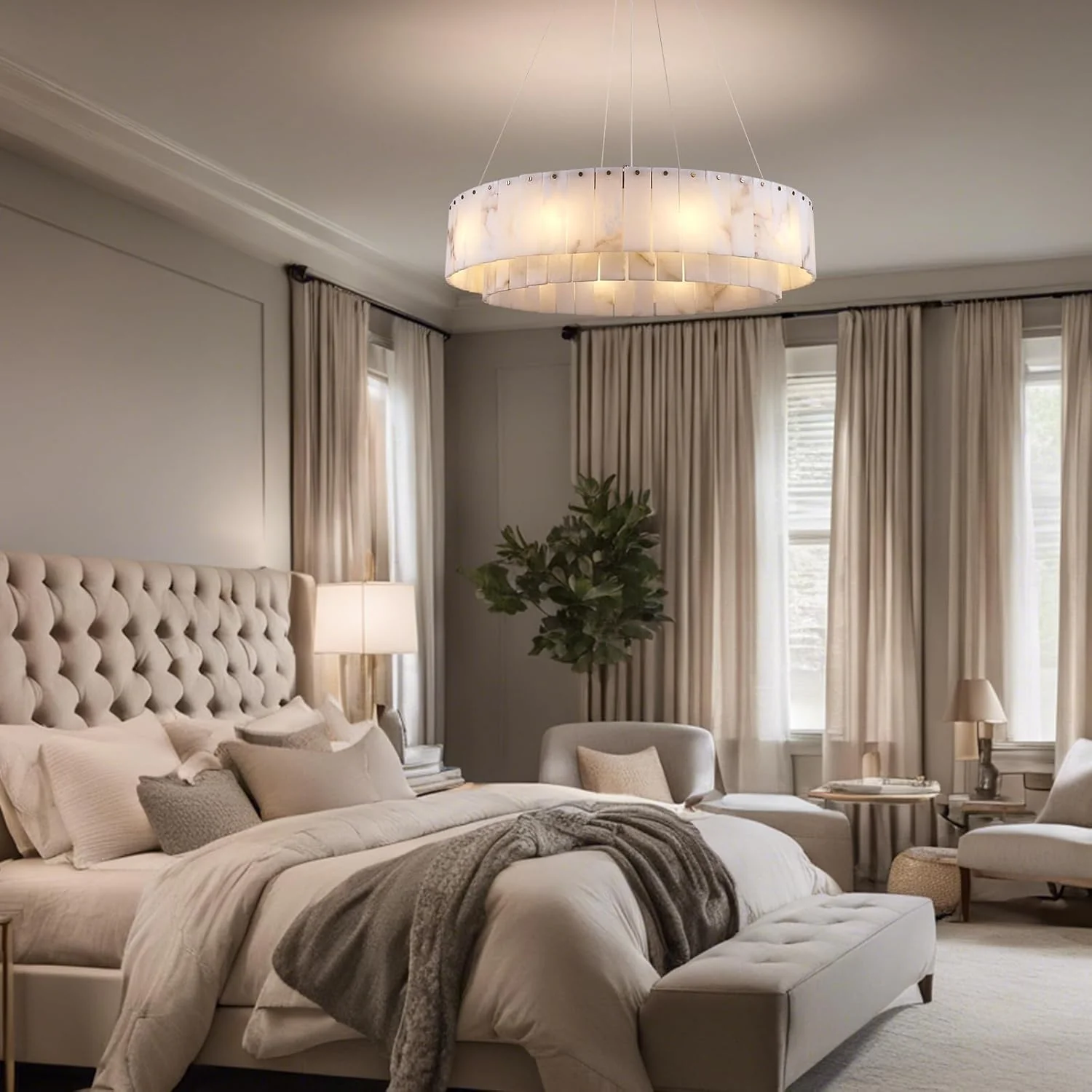 Celine Alabaster Round Chandelier 31" Fast Shipping - Image 4