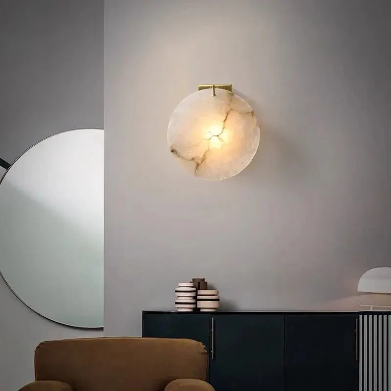 Alabaster Round Wall Sconce - Image 4