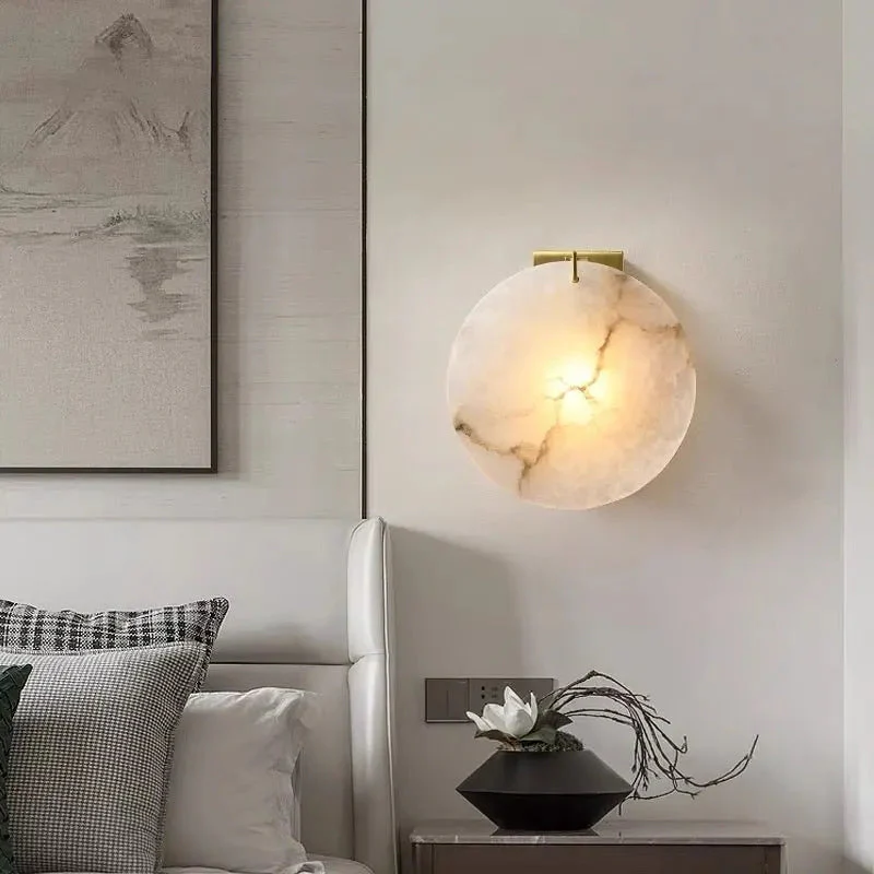 Alabaster Round Wall Sconce - Image 6