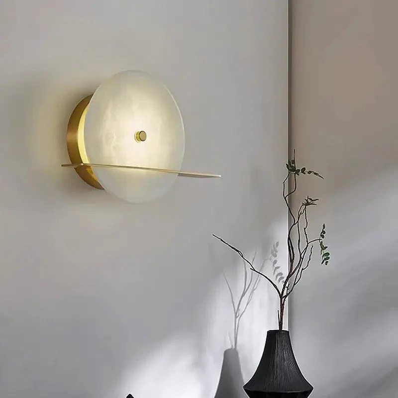 Alabaster Round Wall Sconce Lighting - Image 6