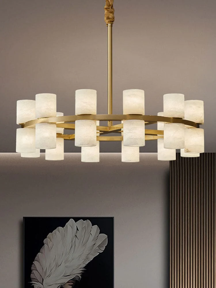 Alabaster Cylinder Chandelier - Image 2