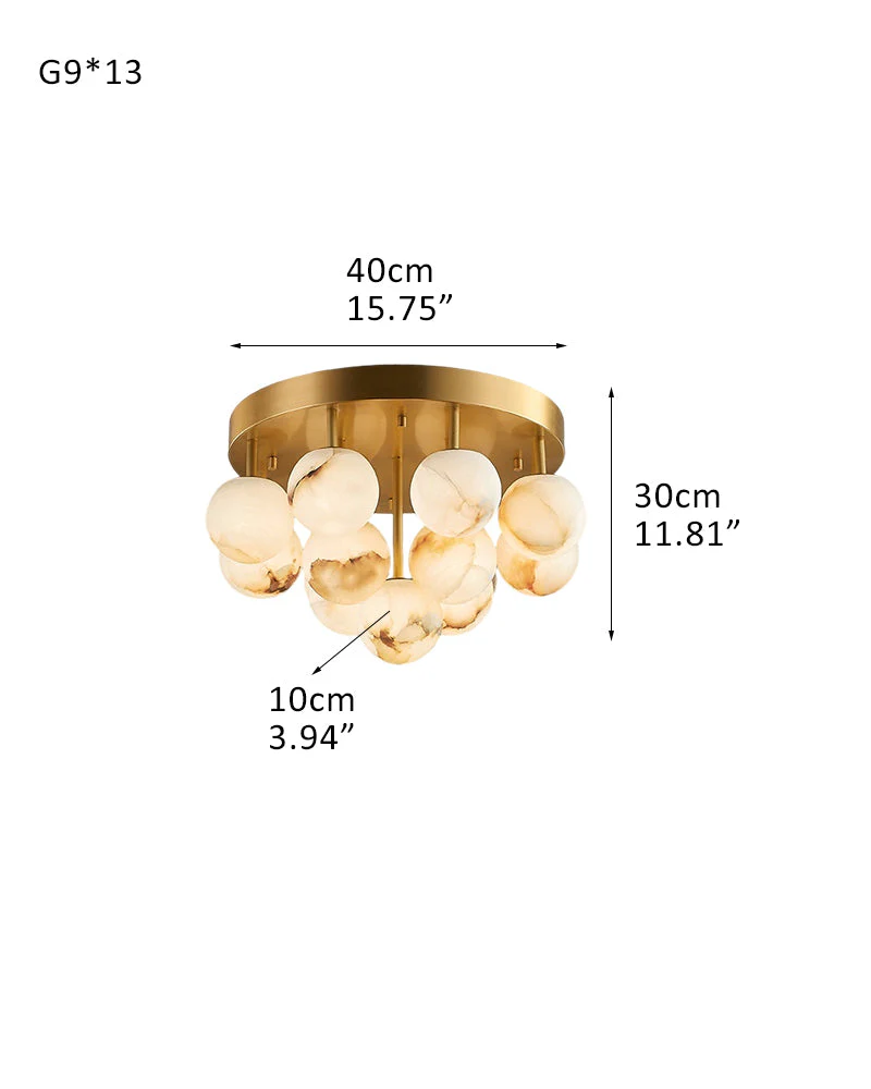 Alabaster Semi Flush Mount with Etched Opal Marble Shades - Image 10
