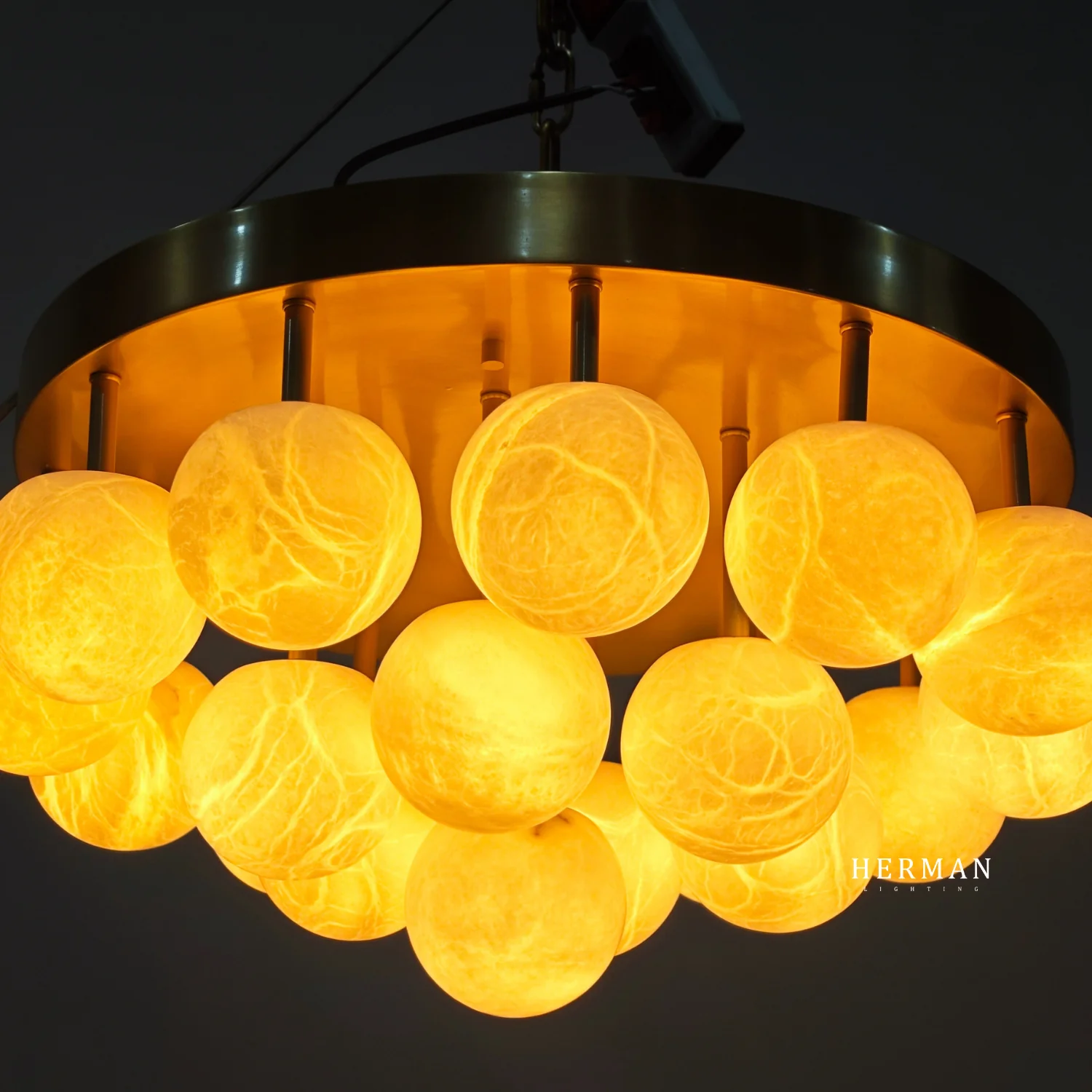 Alabaster Semi Flush Mount with Etched Opal Marble Shades - Image 13