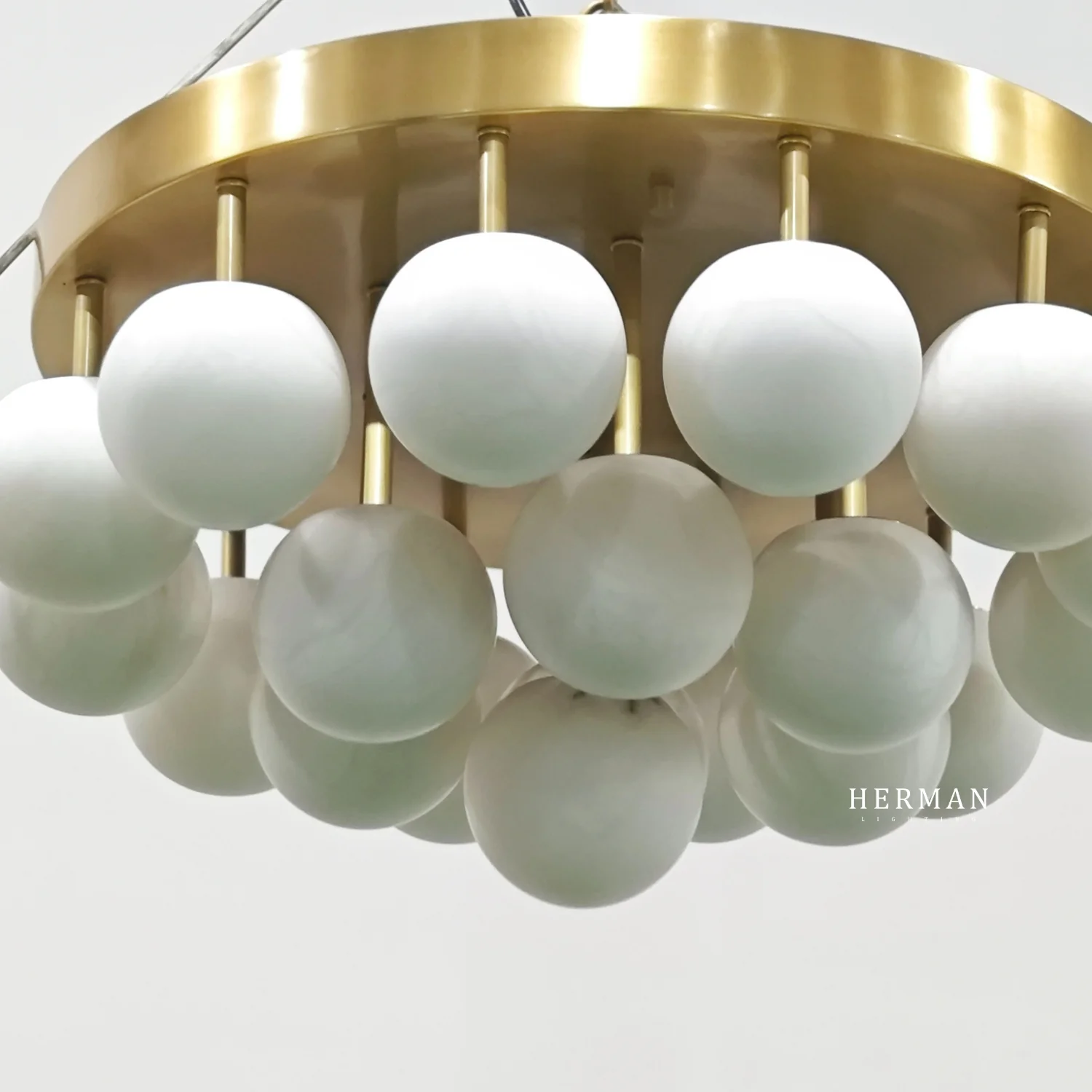 Alabaster Semi Flush Mount with Etched Opal Marble Shades - Image 15