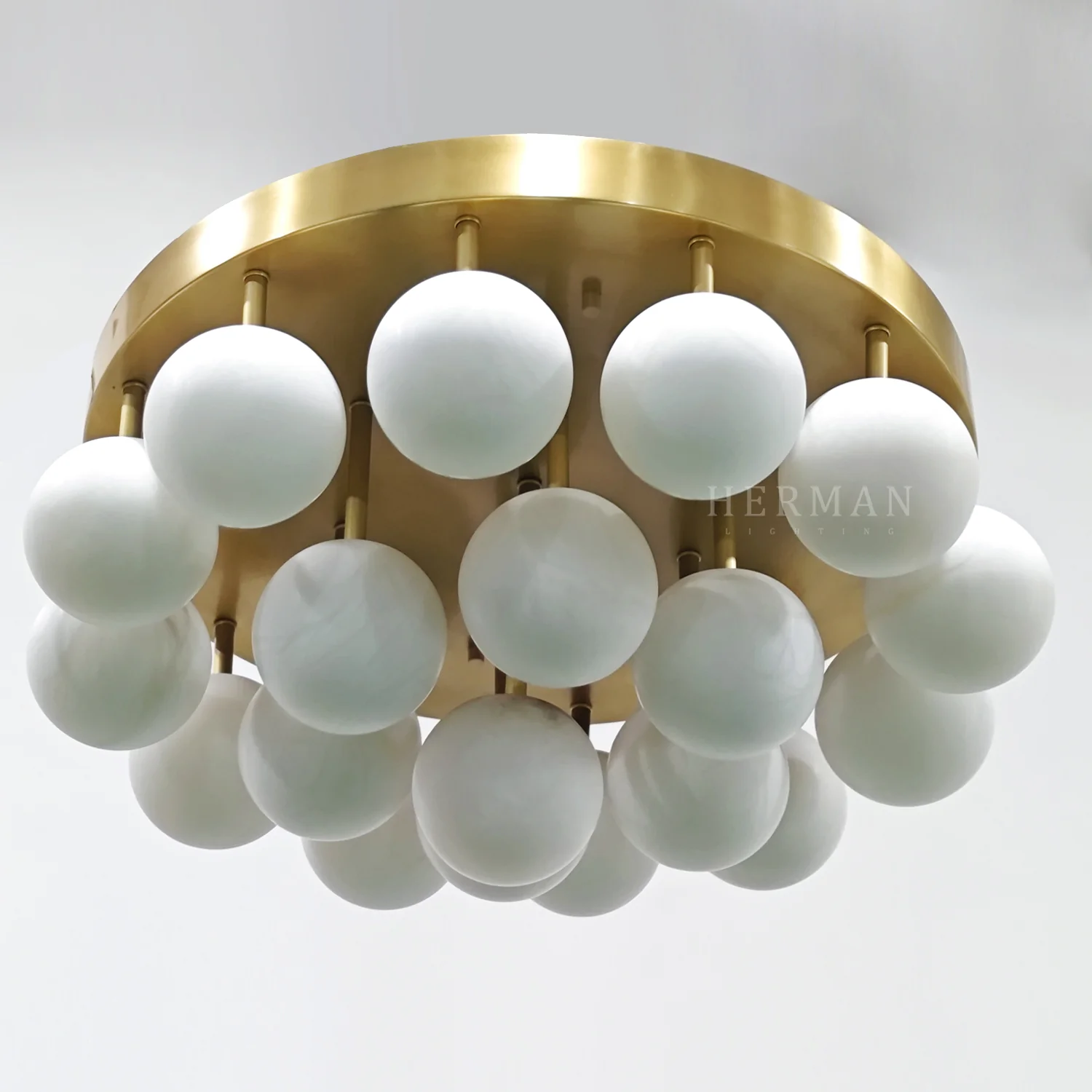 Alabaster Semi Flush Mount with Etched Opal Marble Shades - Image 19