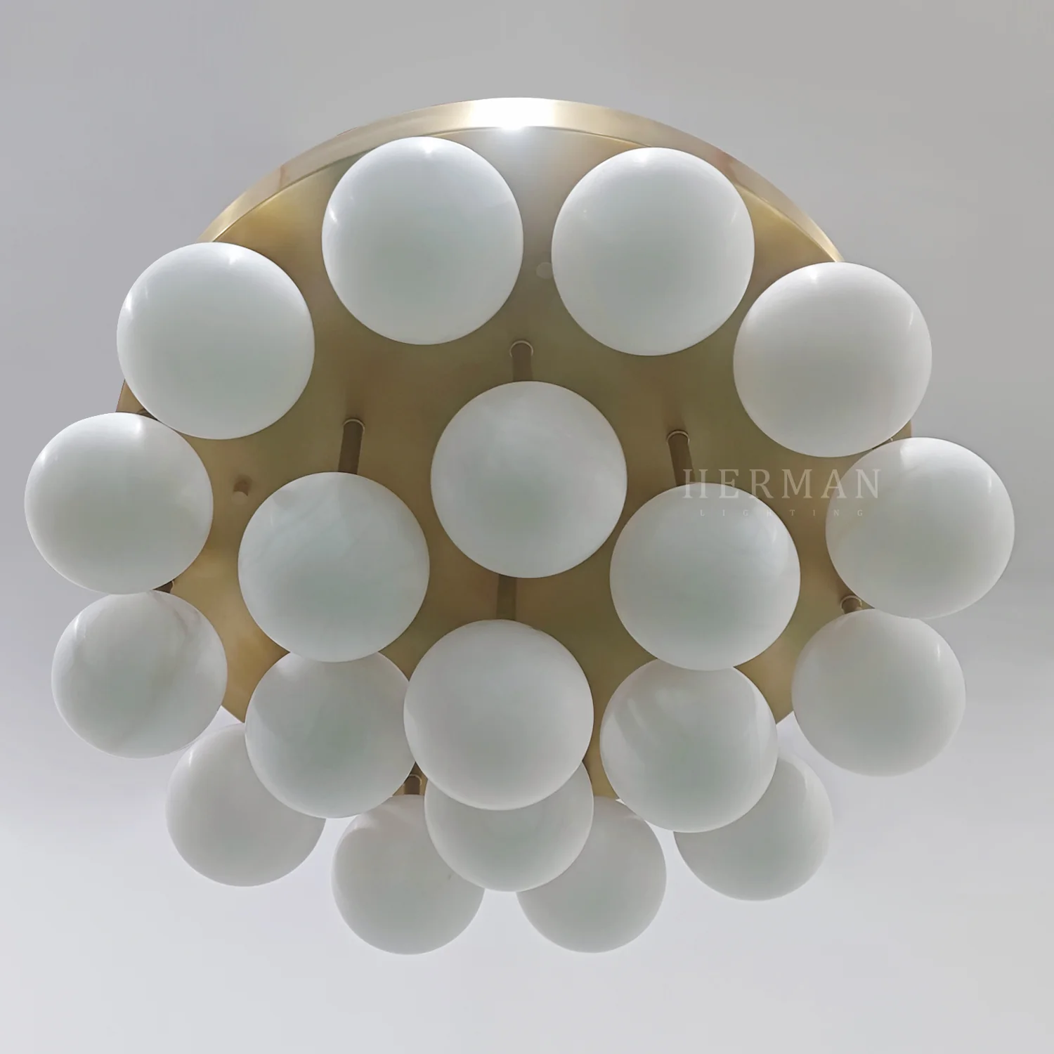 Alabaster Semi Flush Mount with Etched Opal Marble Shades - Image 20