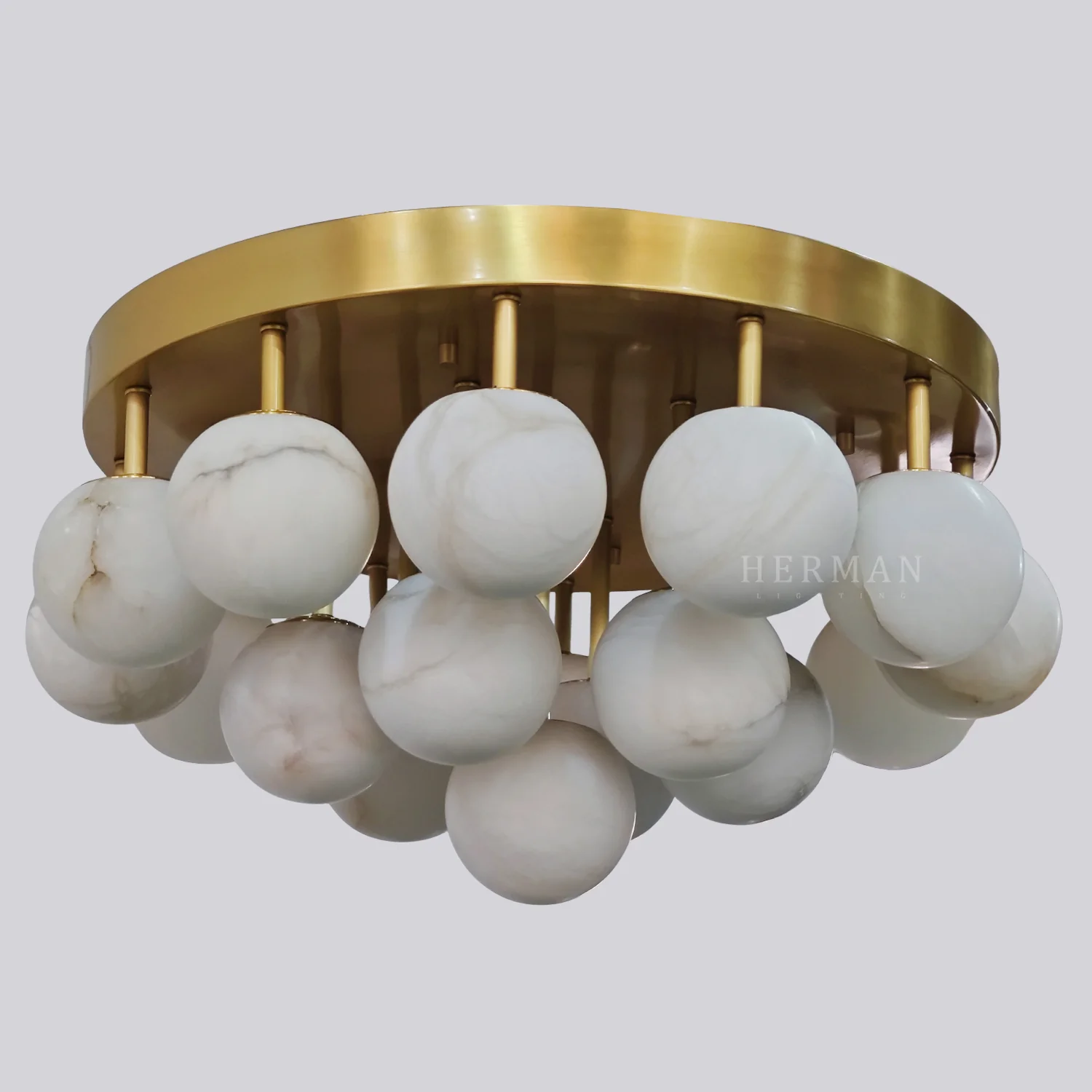 Alabaster Semi Flush Mount with Etched Opal Marble Shades - Image 21