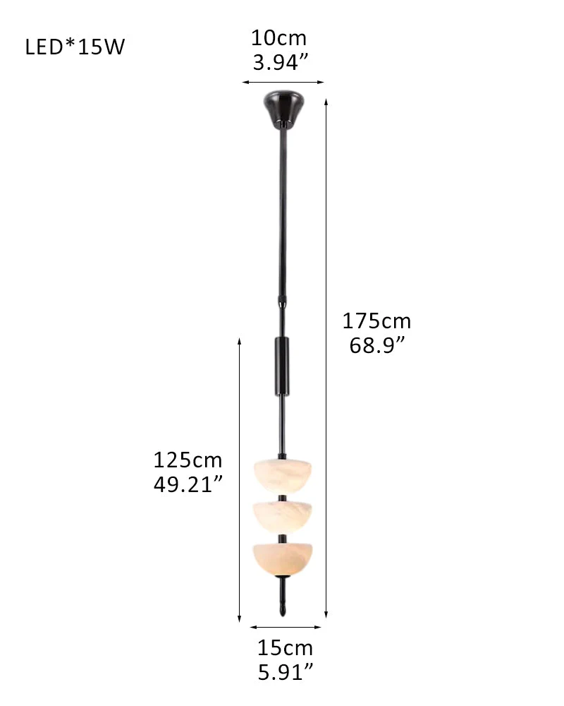 Alabaster Triple Half Spheres Vertical Suspension Lights Lacquered Burnished Brass/Bronze - Image 11