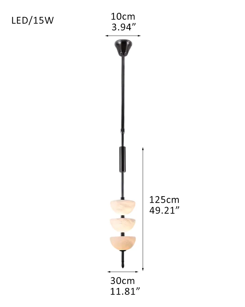 Alabaster Triple Half Spheres Vertical Suspension Lights Lacquered Burnished Brass/Bronze - Image 14