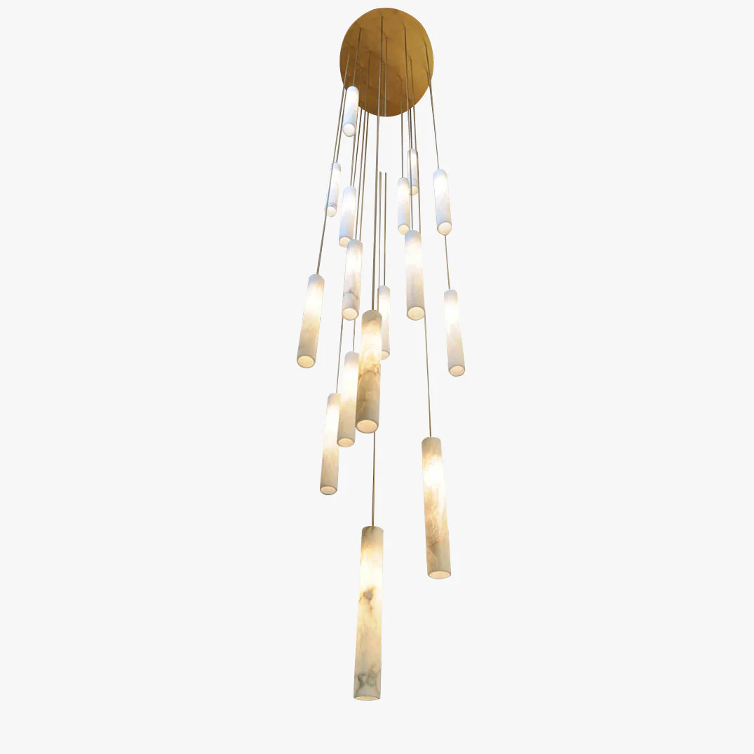 Alabaster Tube Staircase Chandelier - Image 11