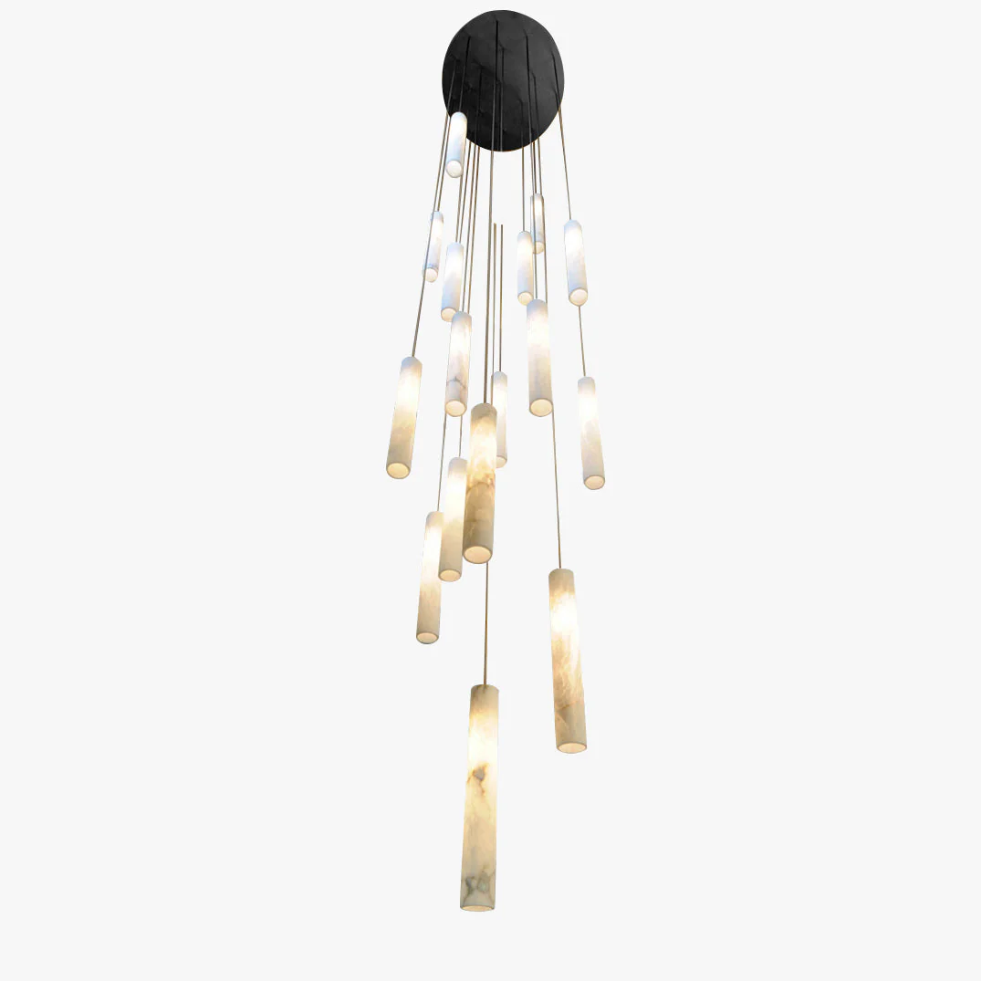Alabaster Tube Staircase Chandelier - Image 15