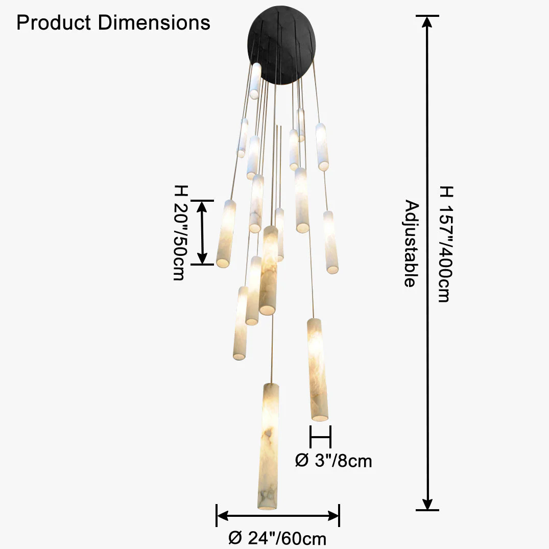 Alabaster Tube Staircase Chandelier - Image 16