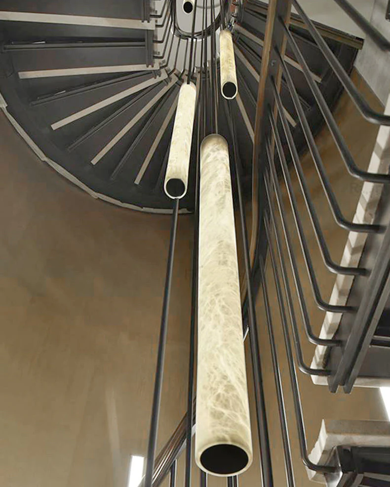 Alabaster Tube Staircase Chandelier - Image 6