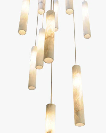 Alabaster Tube Staircase Chandelier - Image 8