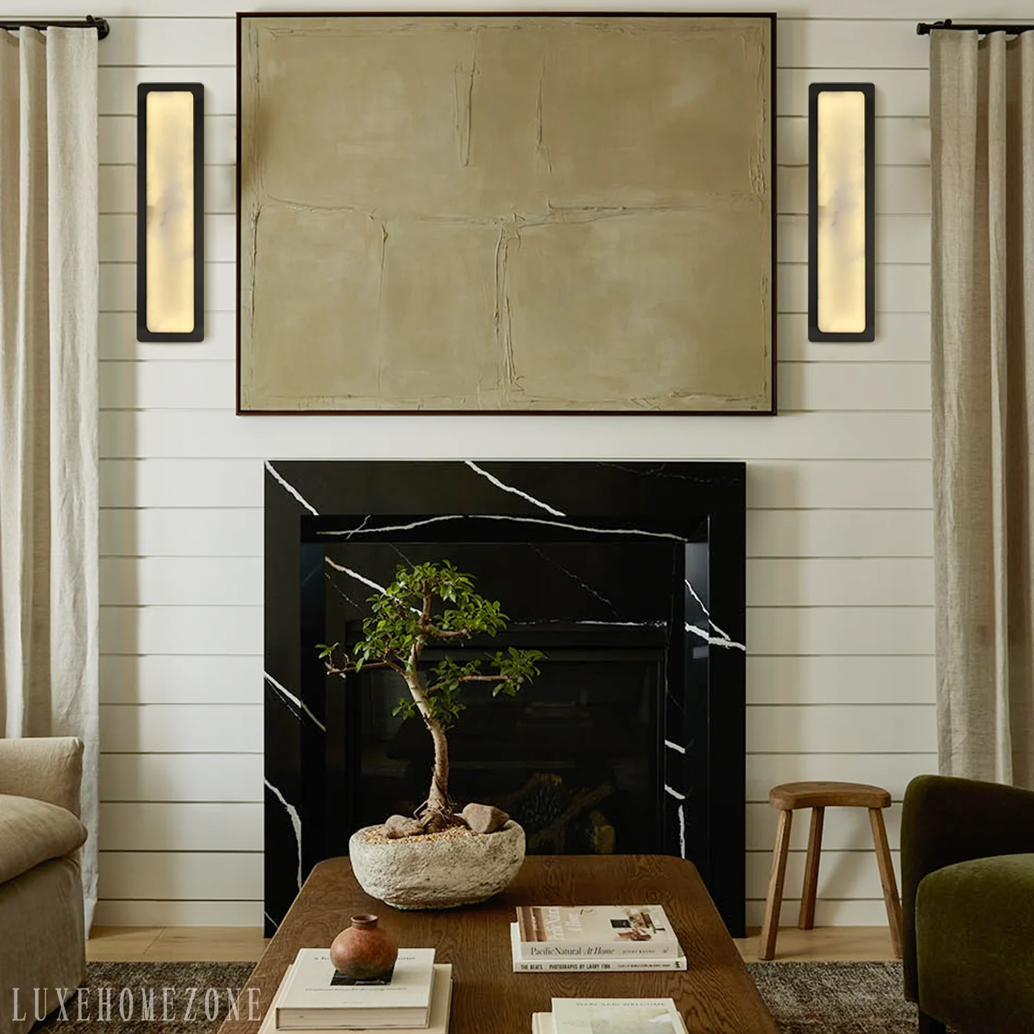 Melange Alabaster Rectangle Wall Sconces 20" - Image 4