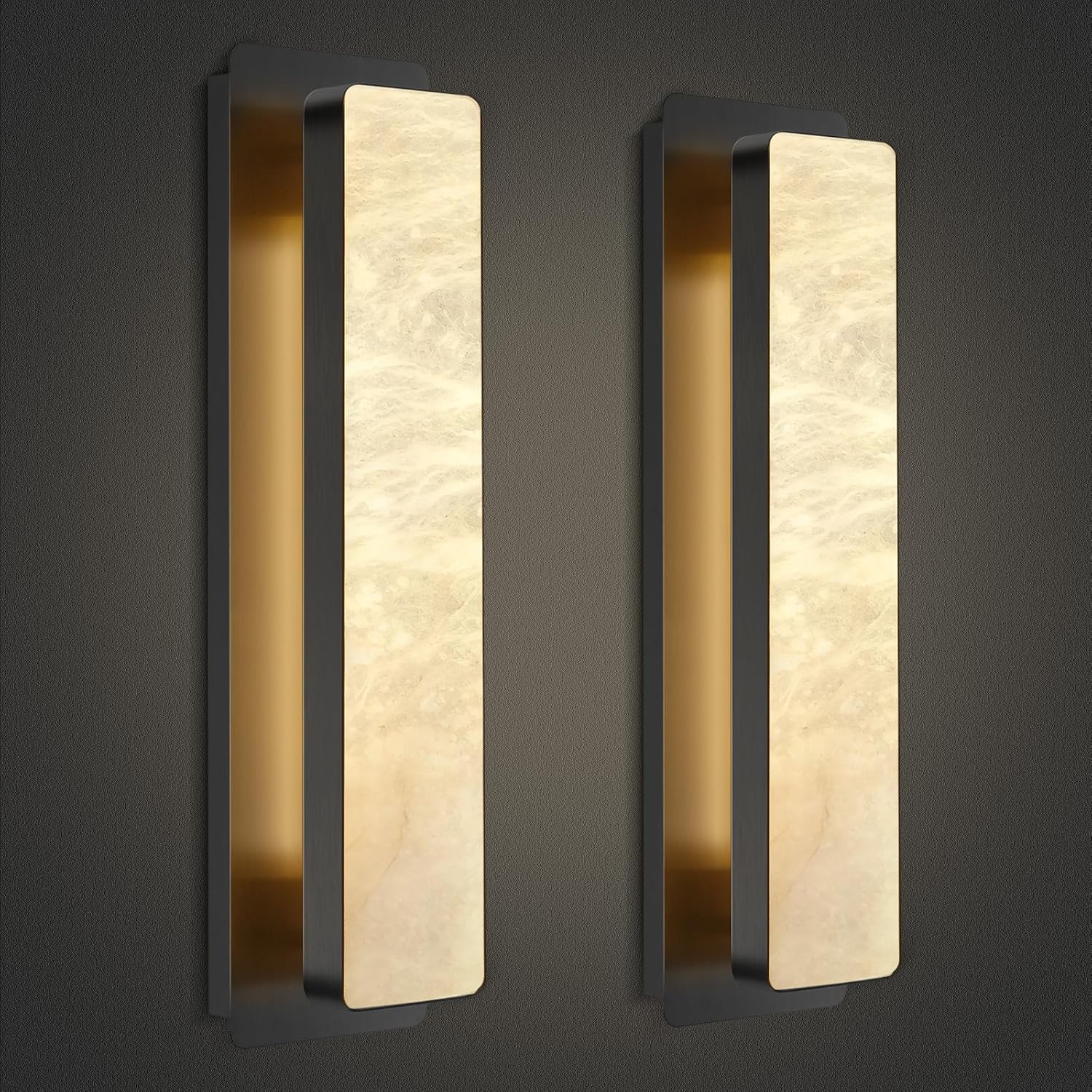 Melange Alabaster Rectangle Wall Sconces 20" - Image 5