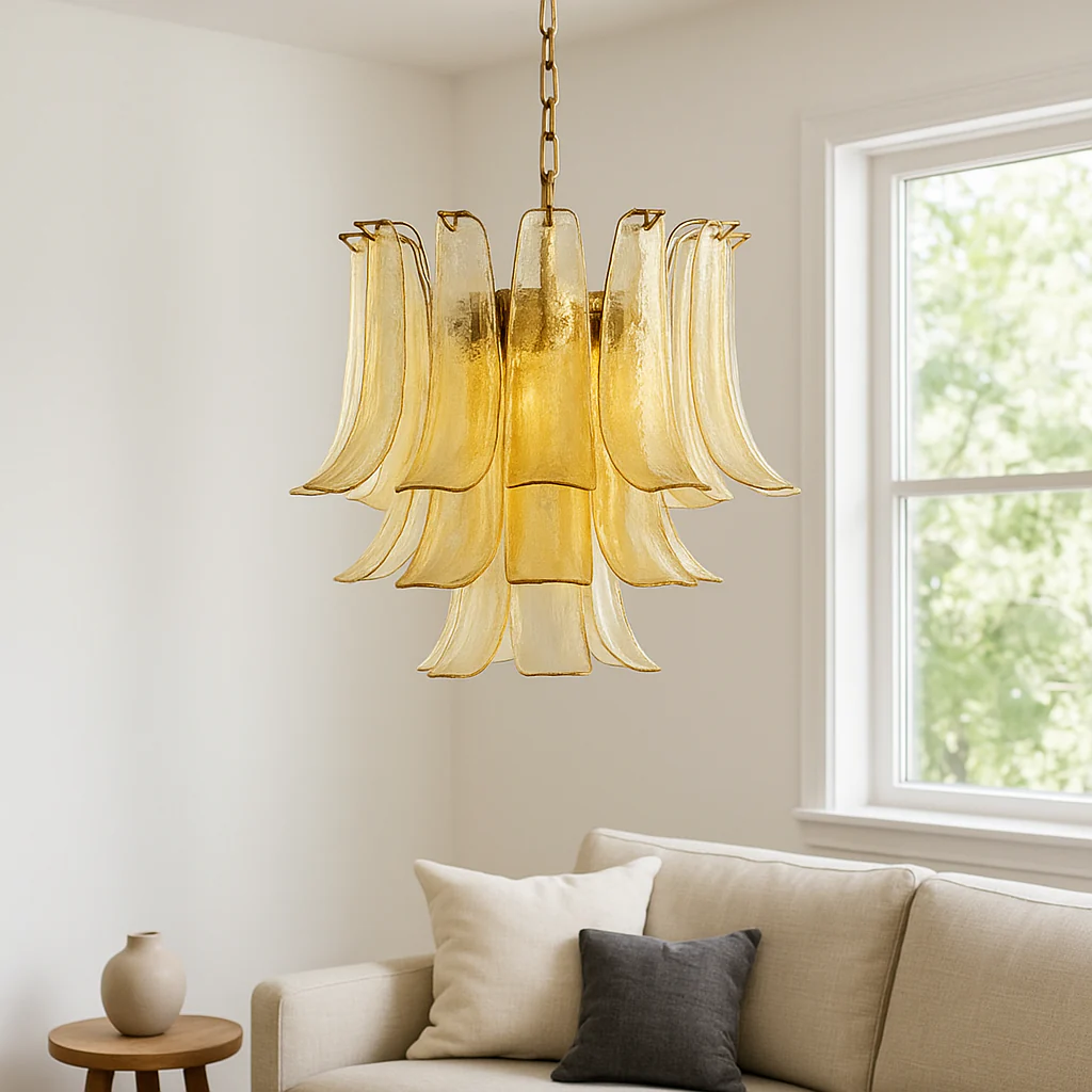 Amber Cascade Glass Chandelier - Image 2