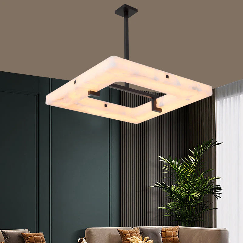 Eva Square Alabaster Living Room Chandelier - Image 7