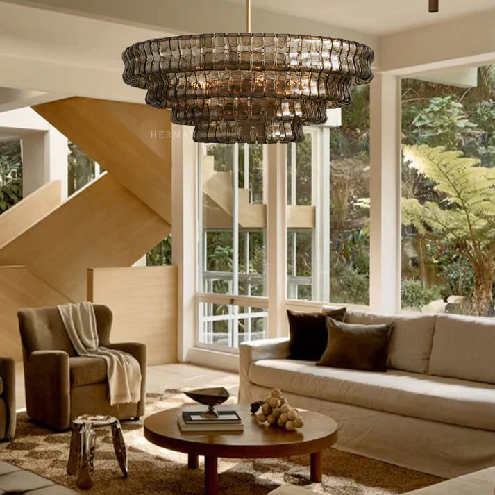 Amor 4-Tier Ghiaccio Glass Round Chandelier 36" - Image 2