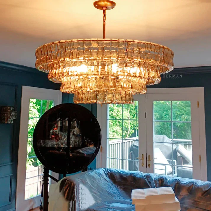 Amor 4-Tier Ghiaccio Glass Round Chandelier 36" - Image 5