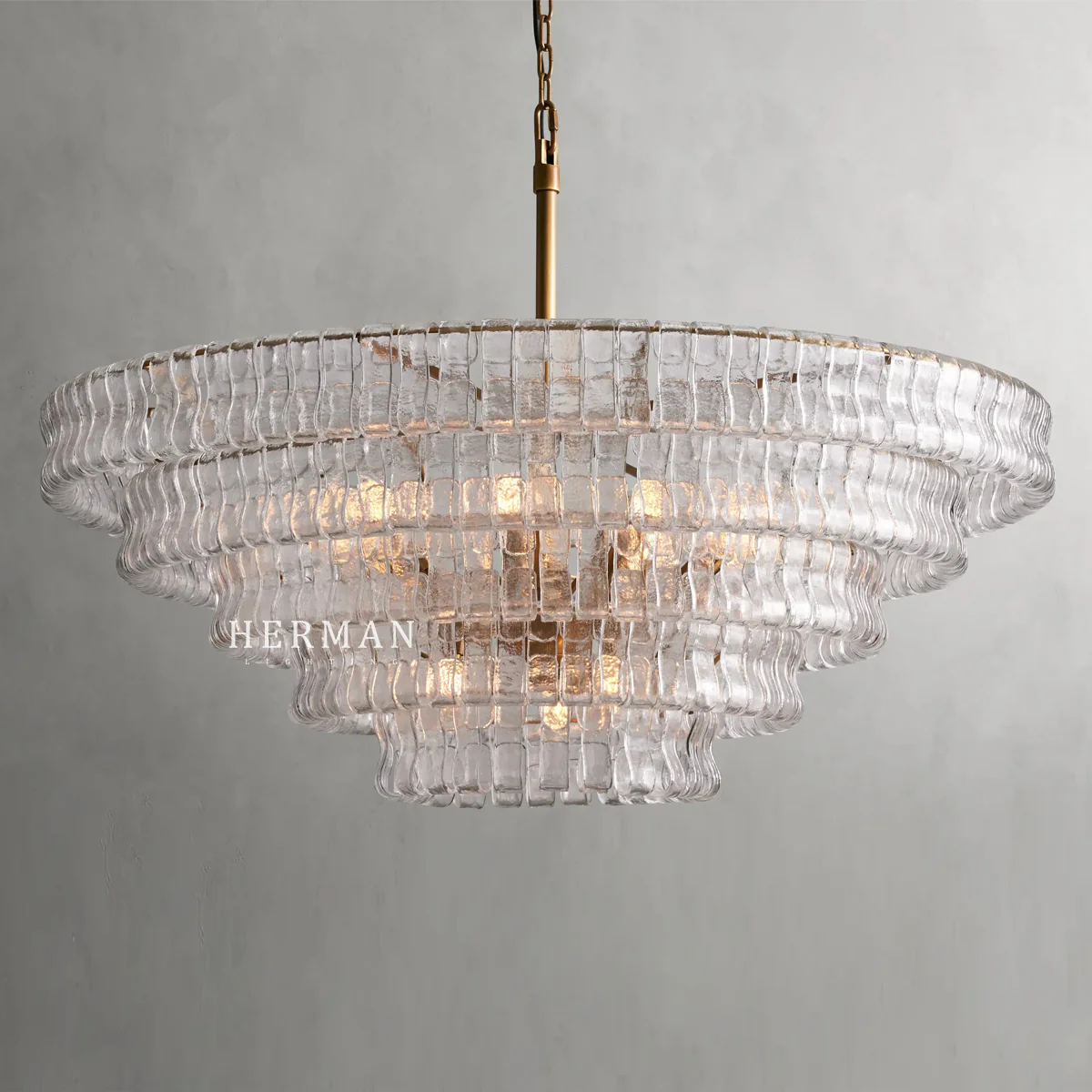 Amor 5-Tier Ghiaccio Glass Pendant Round Chandelier 48" - Image 17