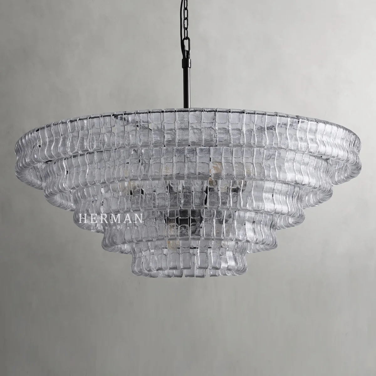 Amor 5-Tier Ghiaccio Glass Pendant Round Chandelier 48" - Image 21