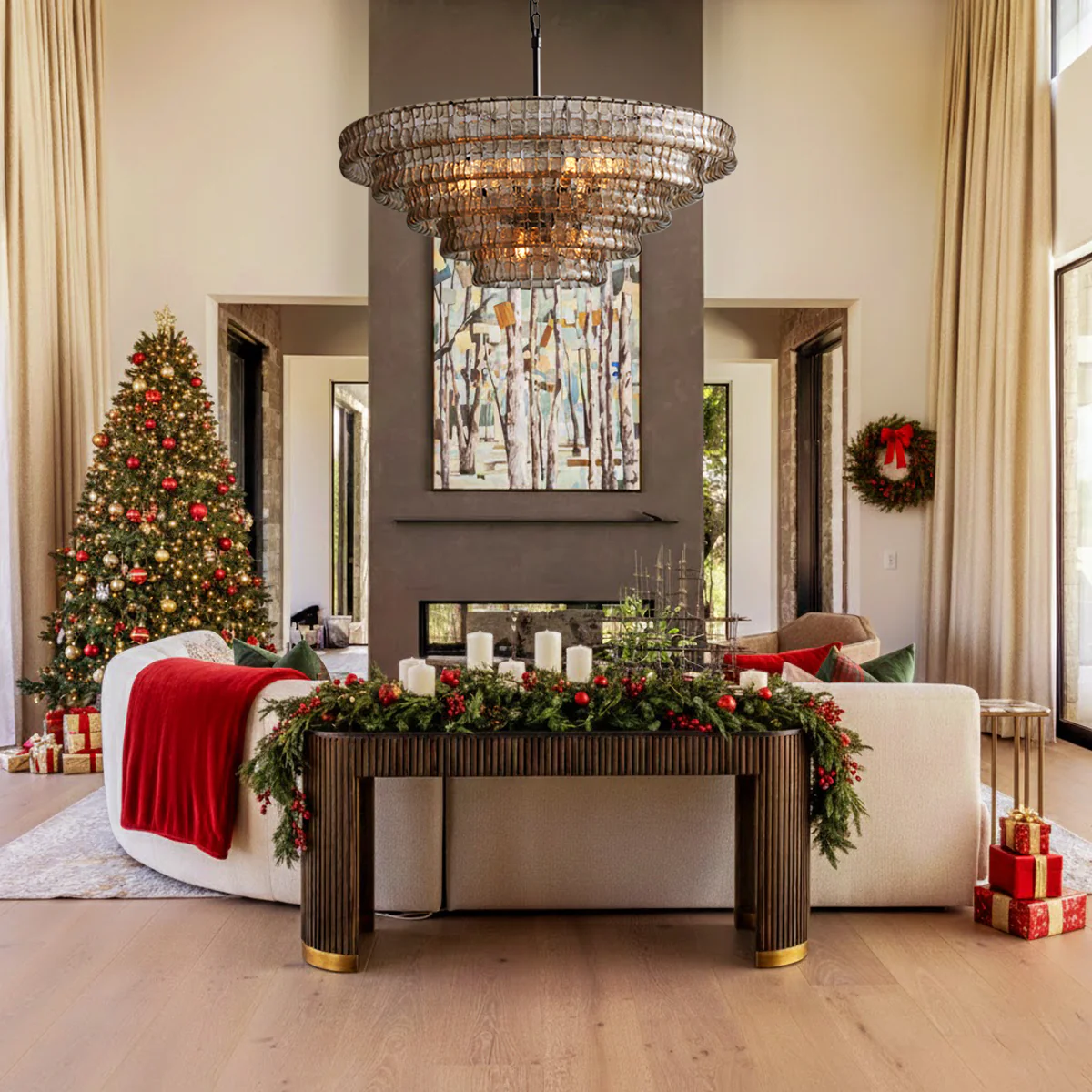 Amor 5-Tier Ghiaccio Glass Pendant Round Chandelier 48" - Image 3