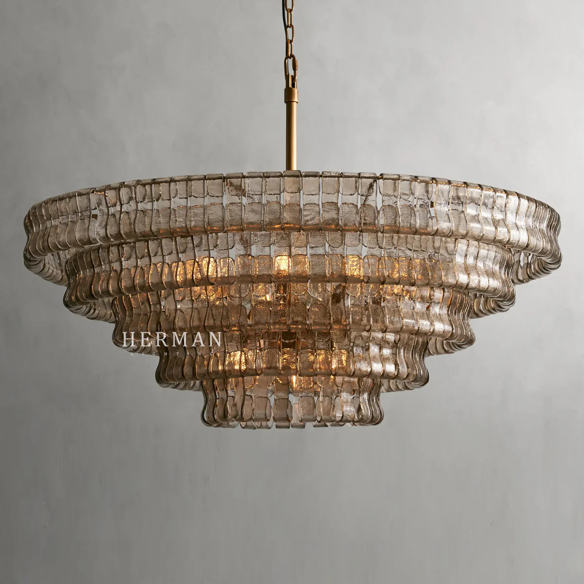 Amor 5-Tier Ghiaccio Glass Pendant Round Chandelier 48" - Image 5