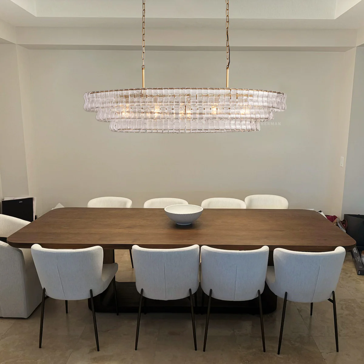 Amor Ghiaccio Glass Oval Chandelier 54"W/65"W - Image 3