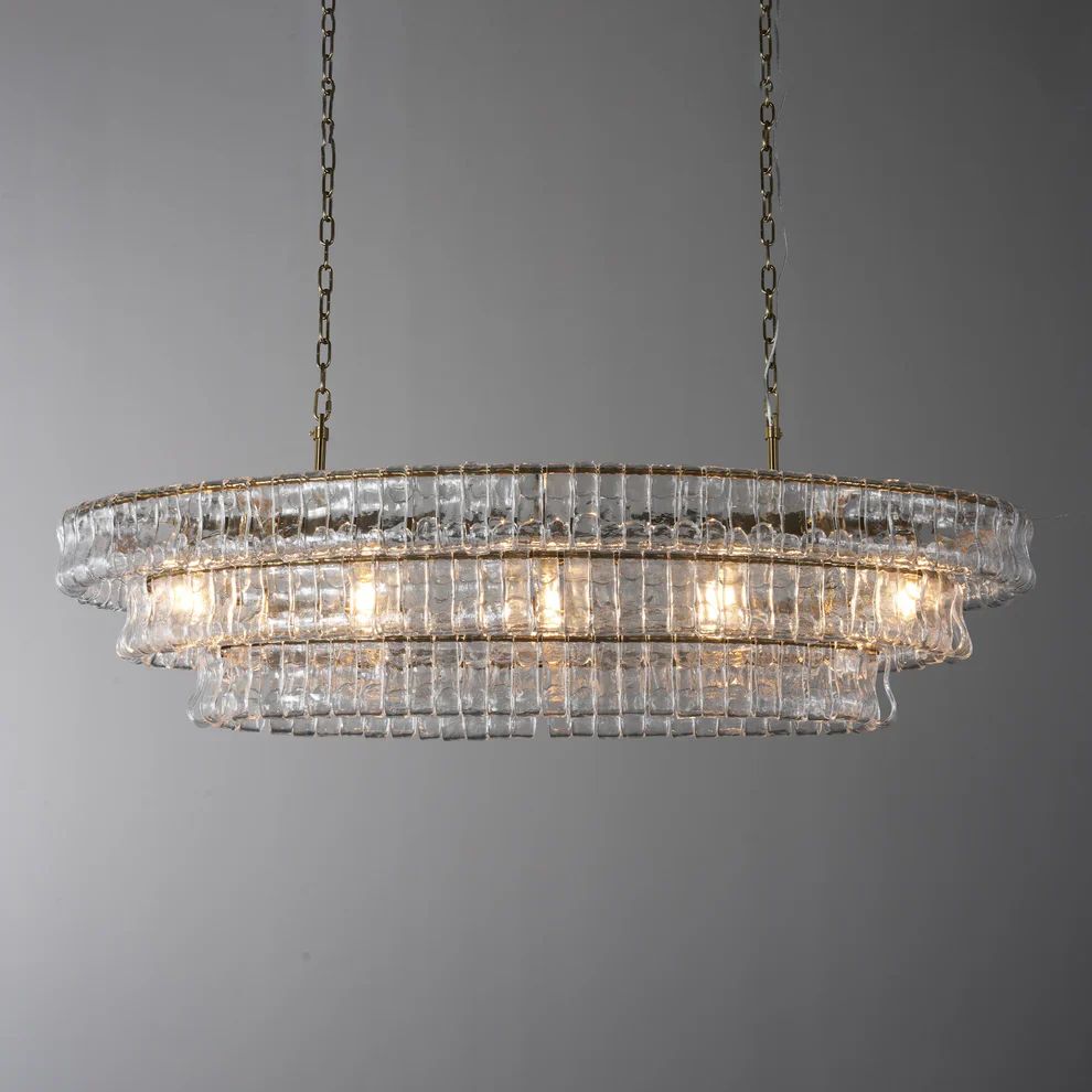Amor Ghiaccio Glass Oval Chandelier 54"W/65"W - Image 4