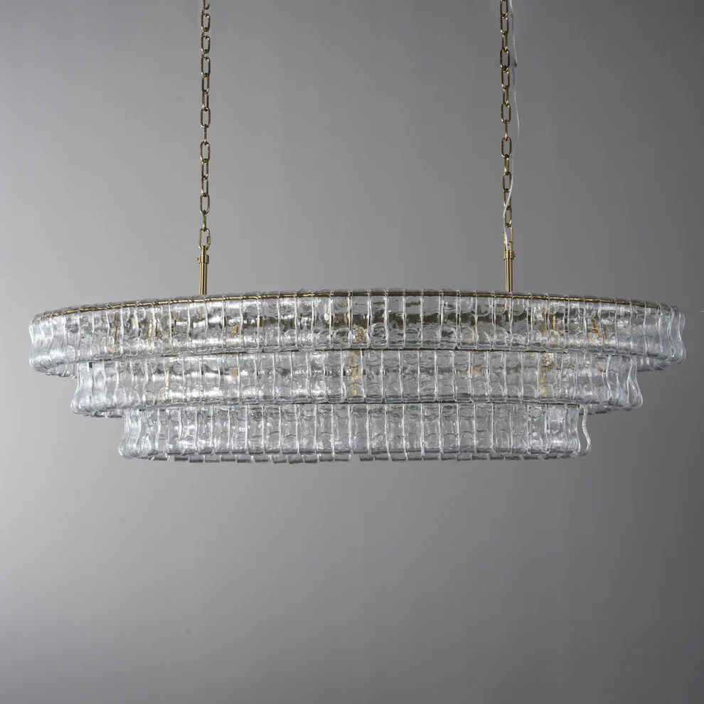 Amor Ghiaccio Glass Oval Chandelier 54"W/65"W - Image 8