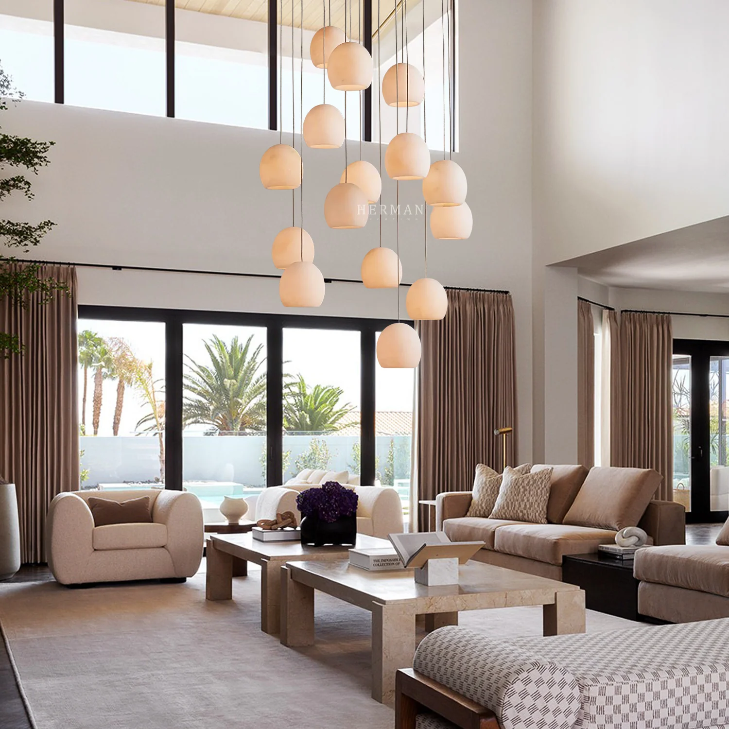 Arica Alabaster Round Chandelier - Image 14