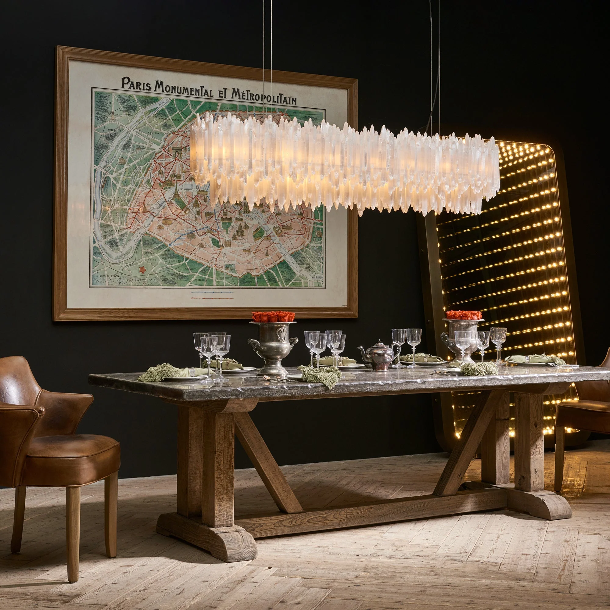 Art Selenite Layer Rectangular Chandelier - Image 13