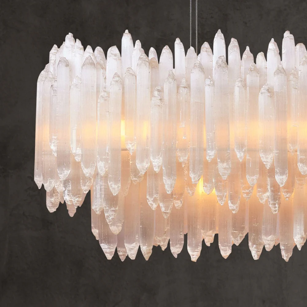 Art Selenite Layer Rectangular Chandelier - Image 7