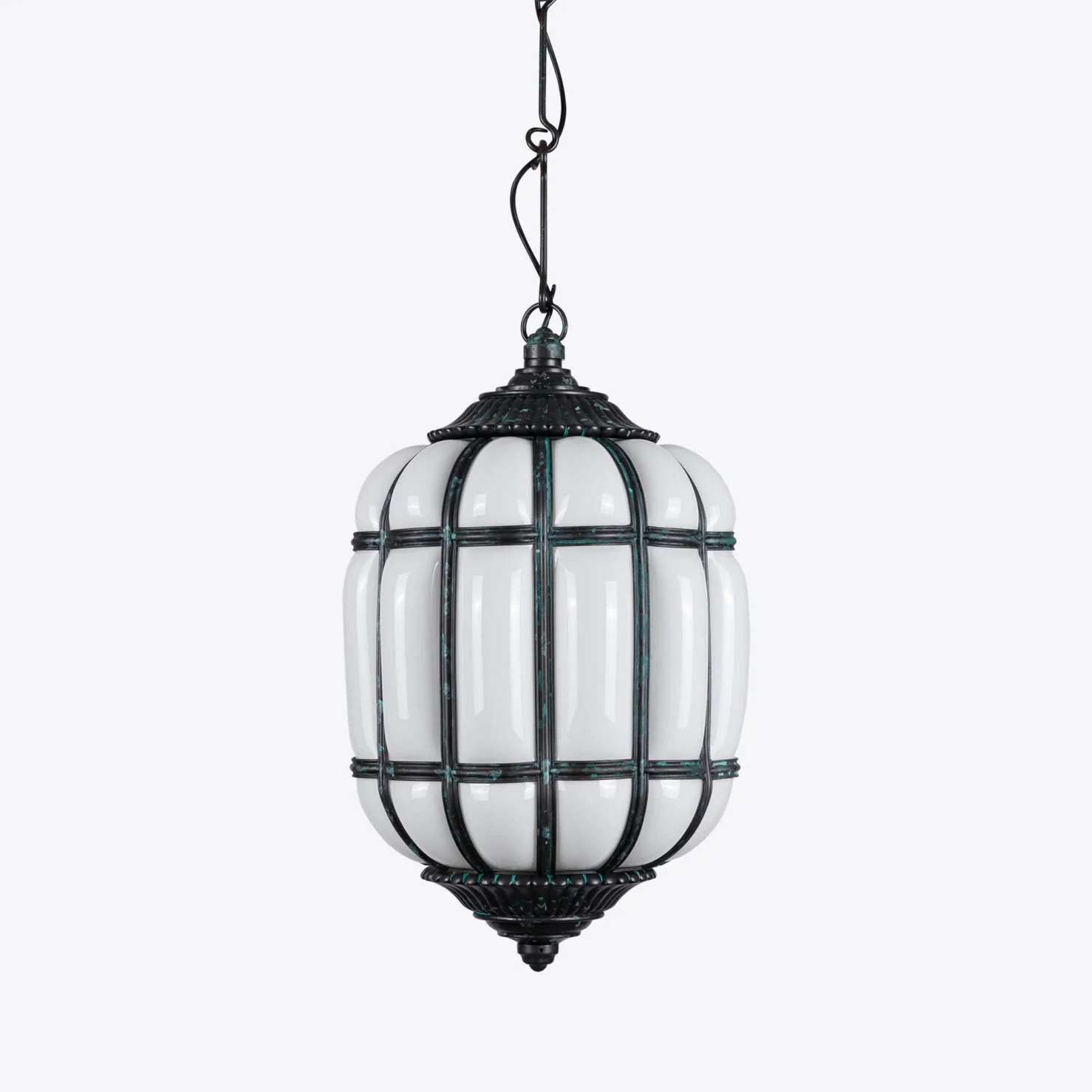 Battersea Opaline and Brass Hanging Lantern - Image 2