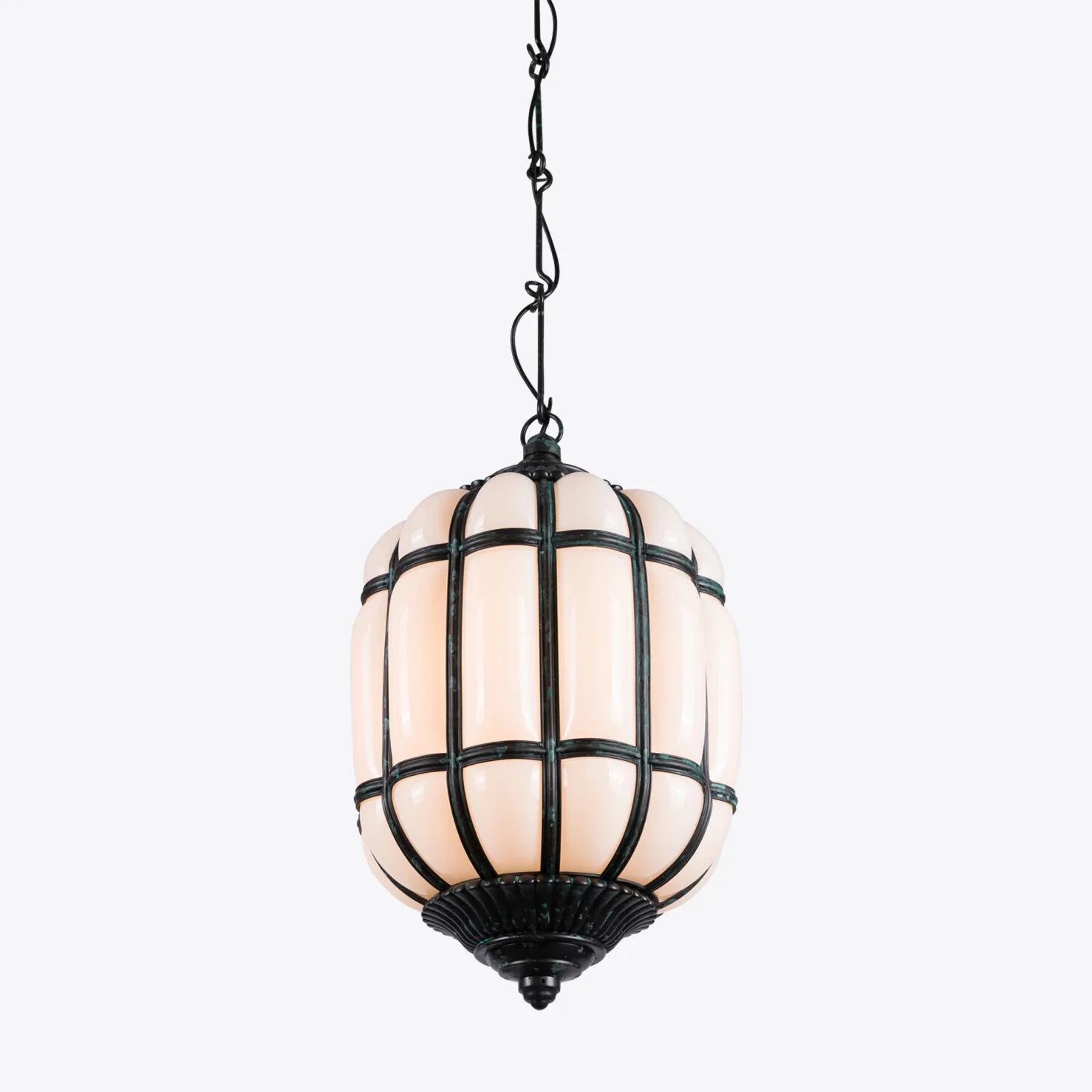 Battersea Opaline and Brass Hanging Lantern - Image 4