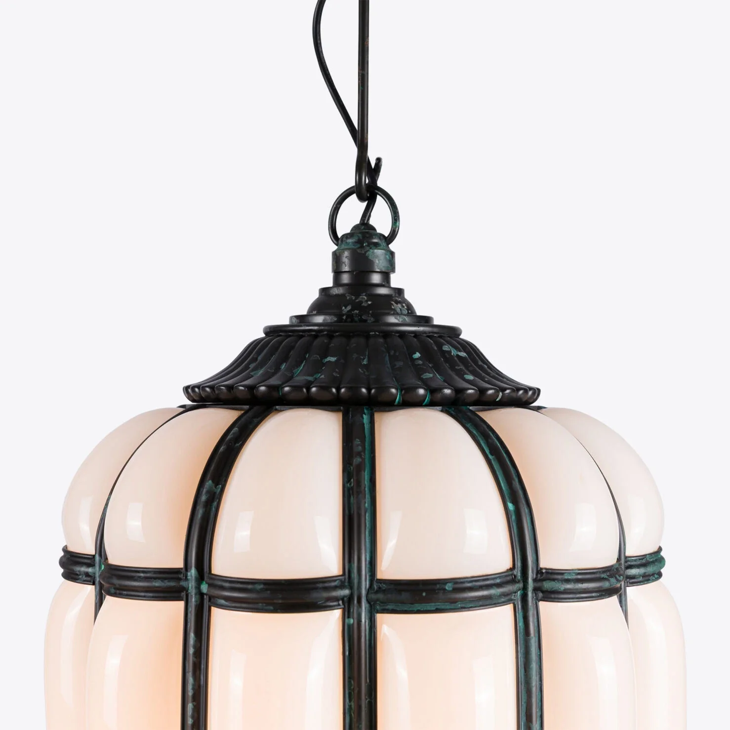 Battersea Opaline and Brass Hanging Lantern - Image 6
